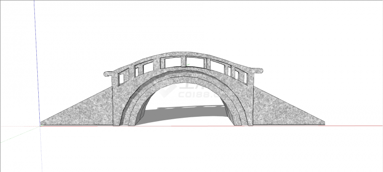 大理石材质中式桥su模型-图一