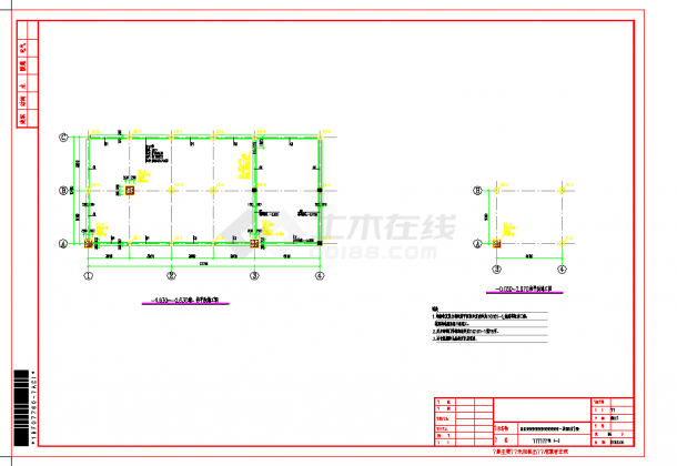 某地某消防水泵房框架结构施工图CAD图纸-图二