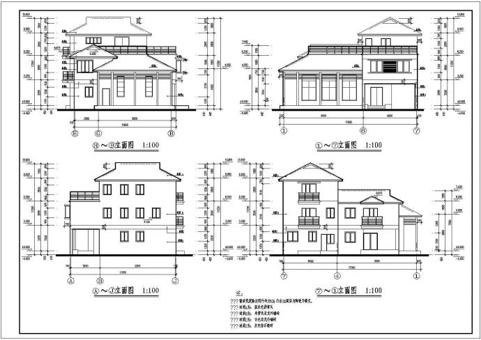 某三层小型别墅建施CAD设计图_图1