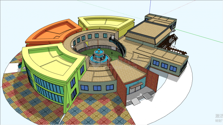 欧式环绕型幼儿园建筑su模型-图二