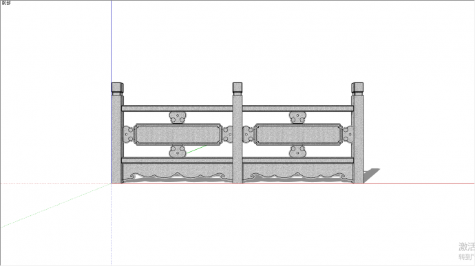 公园用中式拱桥围栏su模型_图1