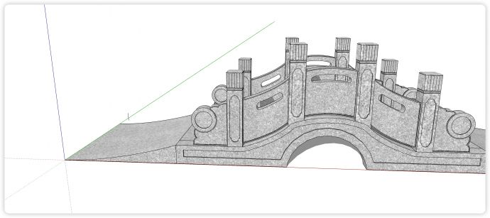 石质单孔拱桥中式桥su模型_图1