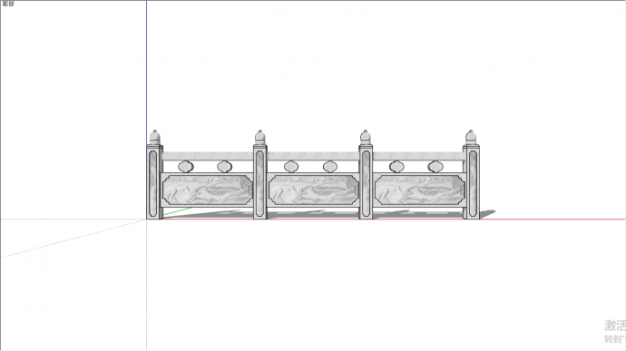 公园拱桥中式围栏su模型_图1