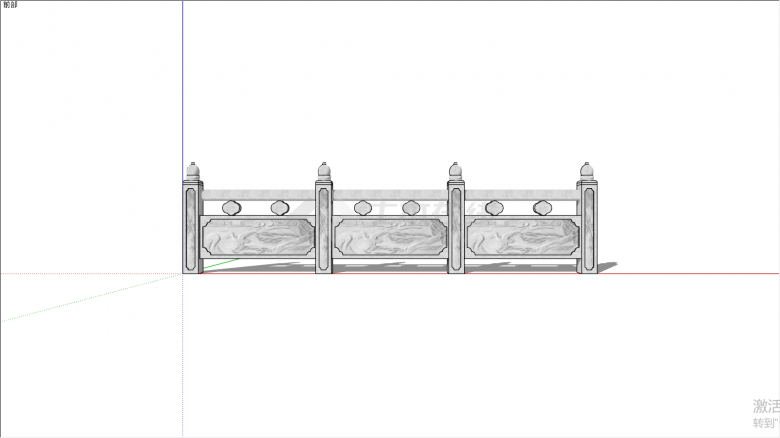 公园拱桥中式围栏su模型-图一