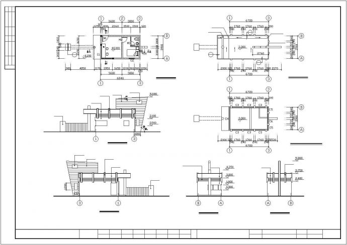 银川某高校门口单层传达室建筑设计CAD图纸_图1