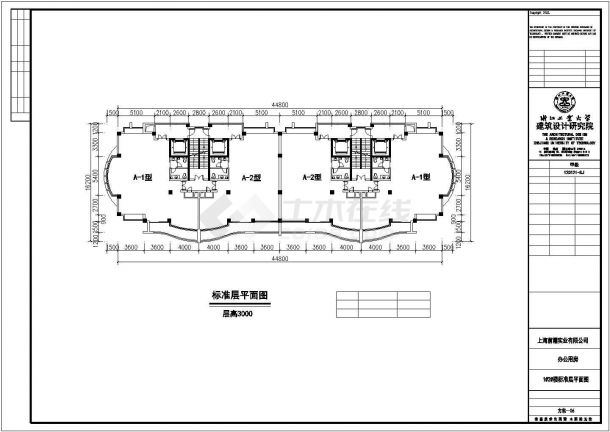 办公楼设计_上海奉贤区某3栋连体办公楼建筑设计CAD图纸-图一