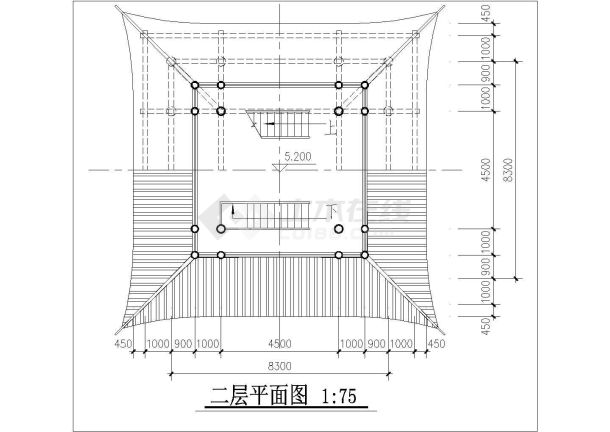 中国某公园仿古建筑凉亭建筑施工cad图纸，共六张-图二