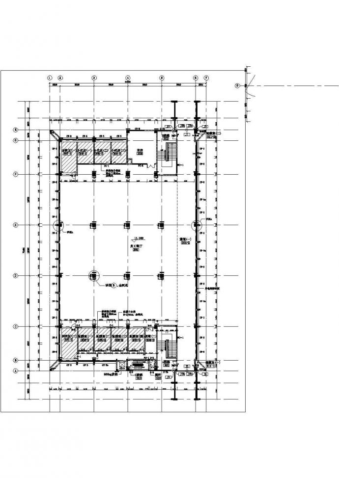 郑州市某工厂内部3层职工餐厅建筑设计CAD图纸_图1