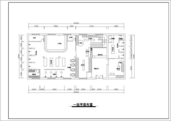 某浴场平面布置方案设计CAD图纸_图1