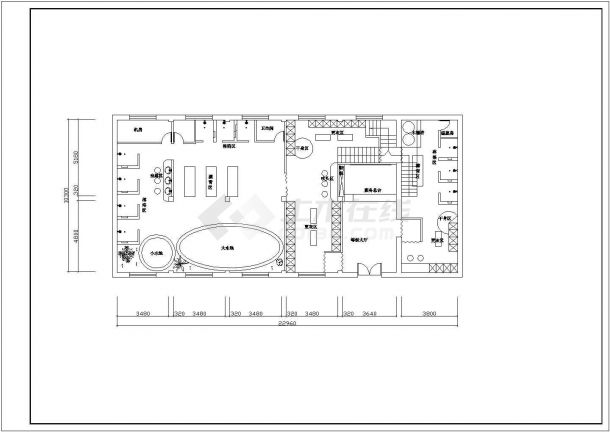 某浴场平面布置方案设计CAD图纸-图二