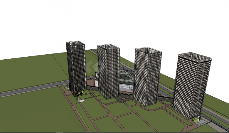 多个高层公寓商业建筑su模型-图二