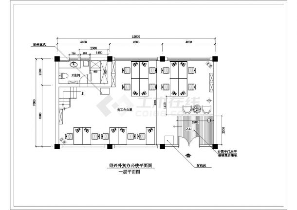 办公楼设计_绍兴外贸办公楼装修设计CAD图纸-图二