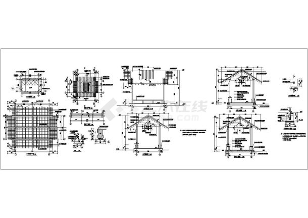 某木亭子CAD构造设计节点图-图一