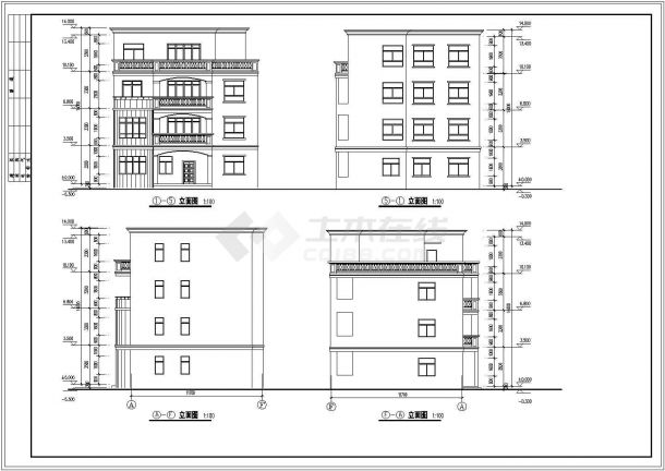 四层独栋别墅建筑设计施工图纸（含效果图）-图二