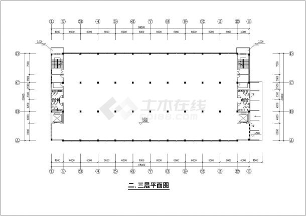 厂房设计_珠海市某工厂6100平米3层加工厂房建筑设计CAD图纸-图一