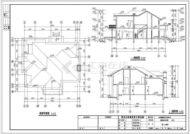 二层美式别墅建筑设计施工图（含效果图）-图二