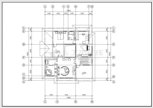 传统设计风格别墅建筑设计施工图-图二