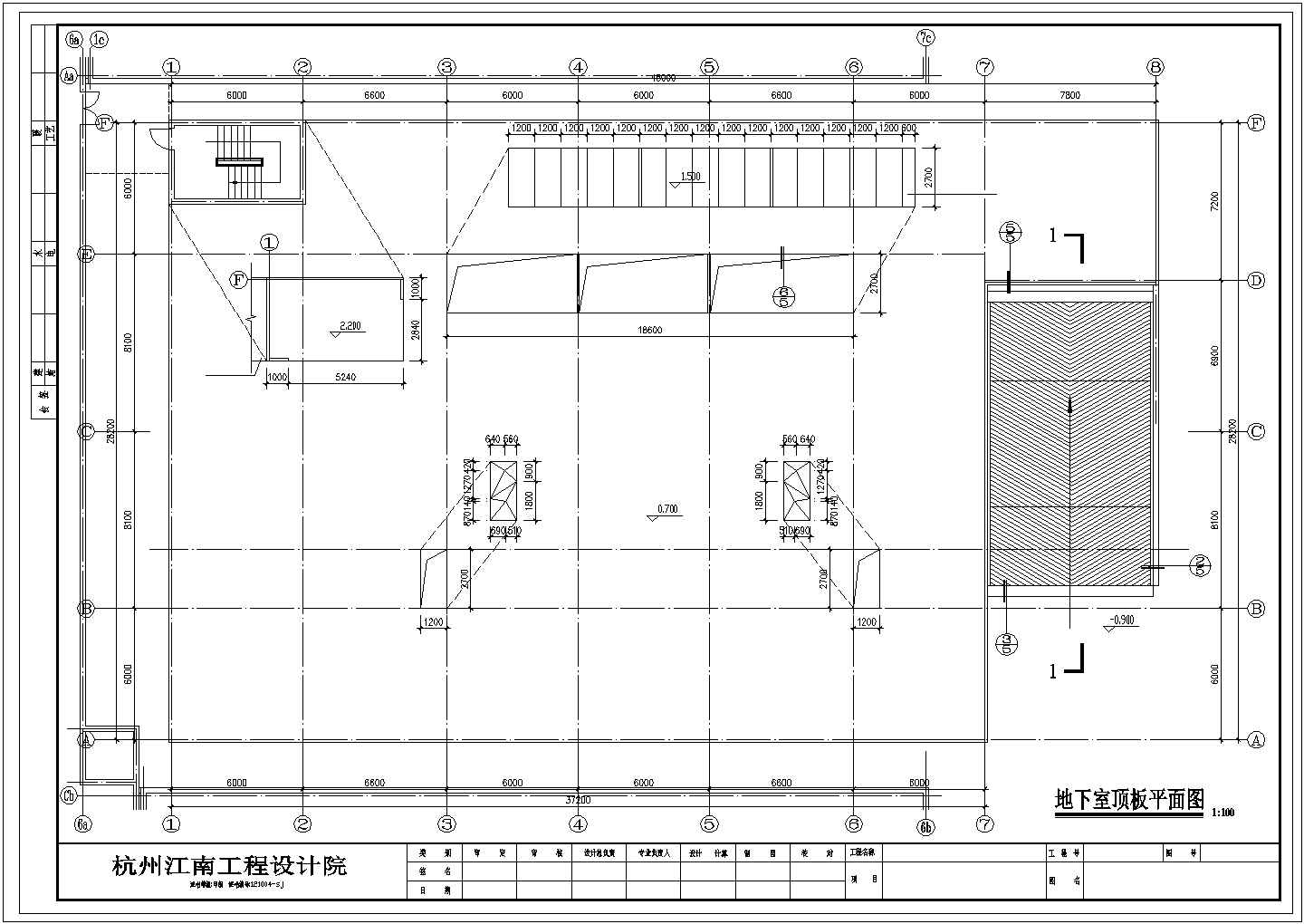 北京某商场1100平米框架结构地下室建筑设计CAD图纸