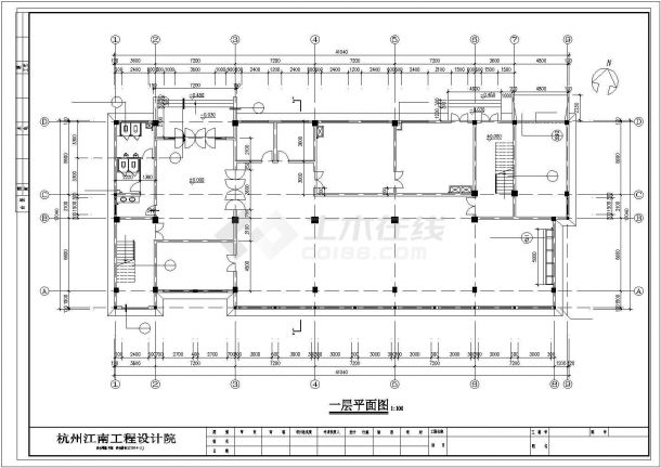 杭州某大学3200平米5层生活楼建筑设计CAD图纸-图二