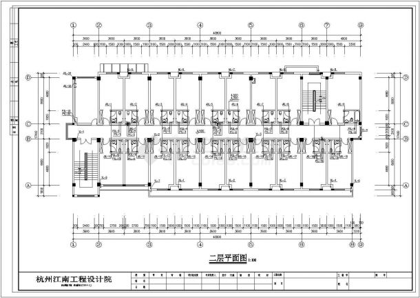 上海某工业区职工生活楼给排水系统设计CAD图纸-图二