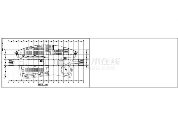 某校图书馆设计cad图纸-图二