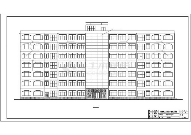 某七层砖混结构办公楼建筑施工CAD图-图一