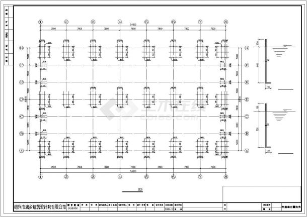 厂房设计_广州某纺织厂1600平米车间厂房结构设计CAD图纸-图二