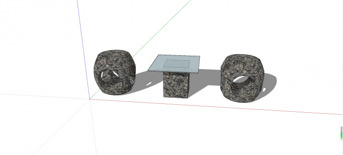 人造石材质石桌石凳su模型_图1