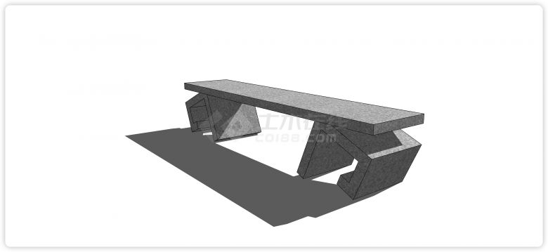 双勾凳脚造型石桌石凳su模型-图一