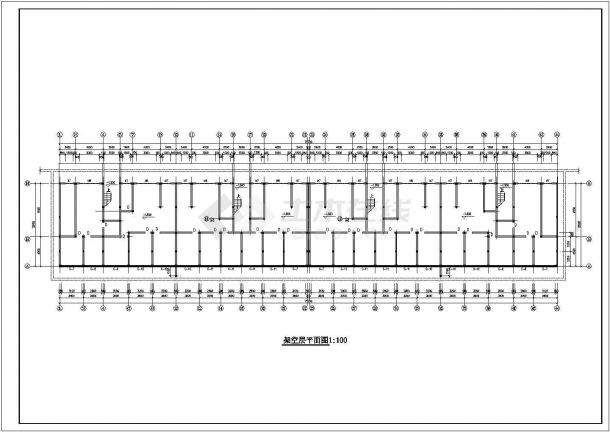 某六层集体住宅楼建筑设计cad图纸-图二