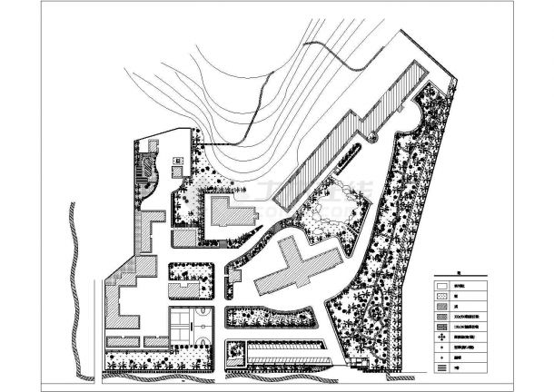医院设计_某医院园林总平面规划CAD图-图一