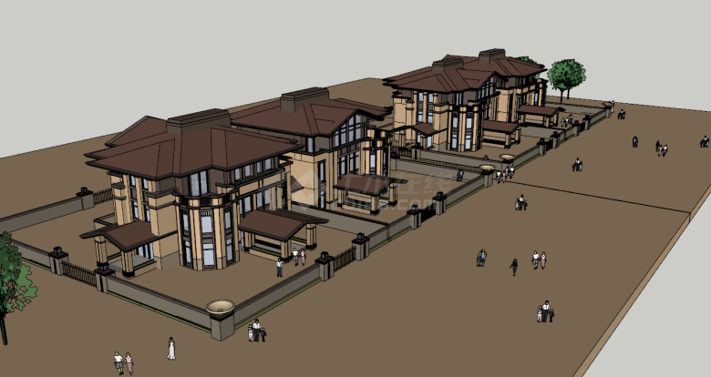 欧式古典棕色大气优雅别墅su模型-图二