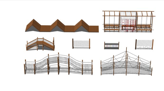 越野攀爬装置室内儿童乐园游乐园su模型_图1