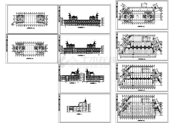 大型商业广场店铺全套建筑施工设计cad图（含1、2#楼层平面图，立面图）-图一
