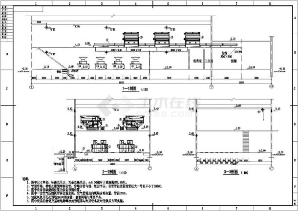 某工程脱水机房及贮泥池工艺设计详细方案CAD图纸-图一