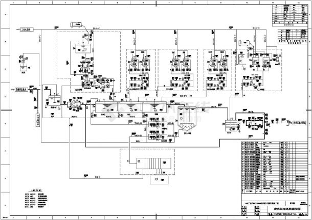 某电厂脱硫废水处理系统工艺设计详细方案CAD图纸-图一