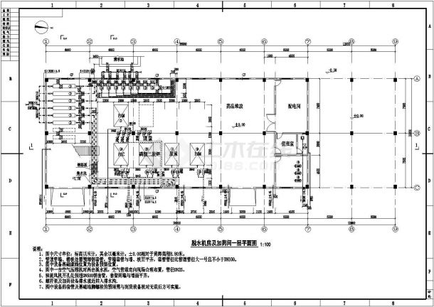 某污泥浓缩池脱水机房工艺设计详细方案CAD图纸-图二