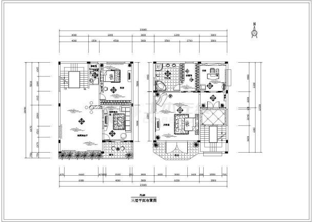 北京顺义区某居住区3层高档私人别墅全套装修装饰设计CAD图纸-图二