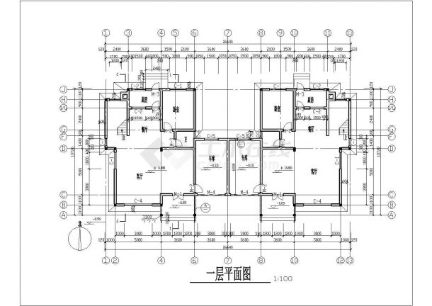秦皇岛市某村镇3层砖混结构现代化别墅平立面设计CAD图纸（含结构图）-图一