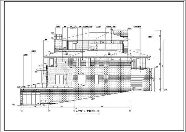 商丘市某湿地公园3层砖混结构休闲别墅建筑设计CAD图纸（含地下室）-图一