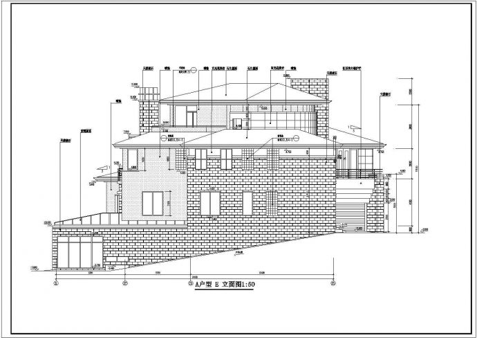 商丘市某湿地公园3层砖混结构休闲别墅建筑设计CAD图纸（含地下室）_图1