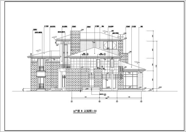 商丘市某湿地公园3层砖混结构休闲别墅建筑设计CAD图纸（含地下室）-图二
