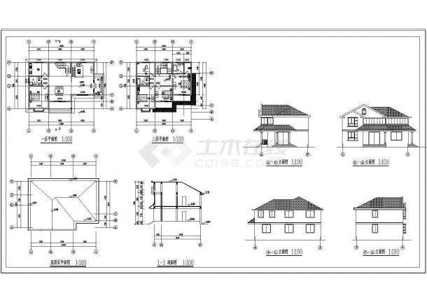 古典木结构两层别墅建筑设计施工图-图二