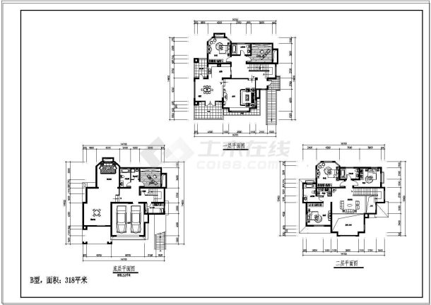 多套单家独院式两层别墅建筑设计施工图-图一