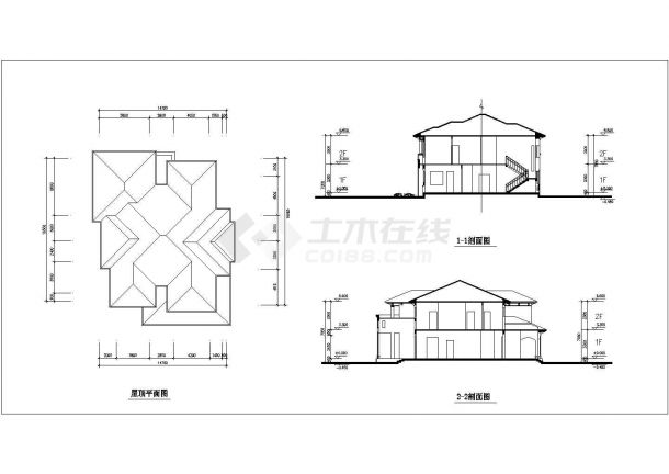 嘉兴市某村镇386平米2层框混结构独栋欧式别墅平立面设计CAD图纸-图一