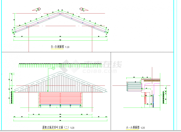 某地别墅百叶装饰架雨篷节点详图设计CAD图纸-图一