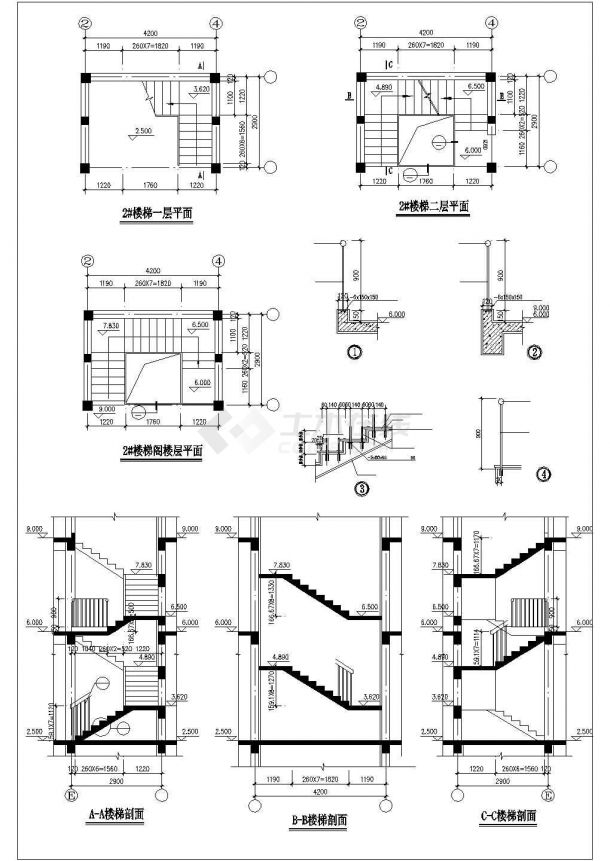 杭州市临安区某村镇560平米3层砖混结构独栋别墅全套建筑设计CAD图纸-图二