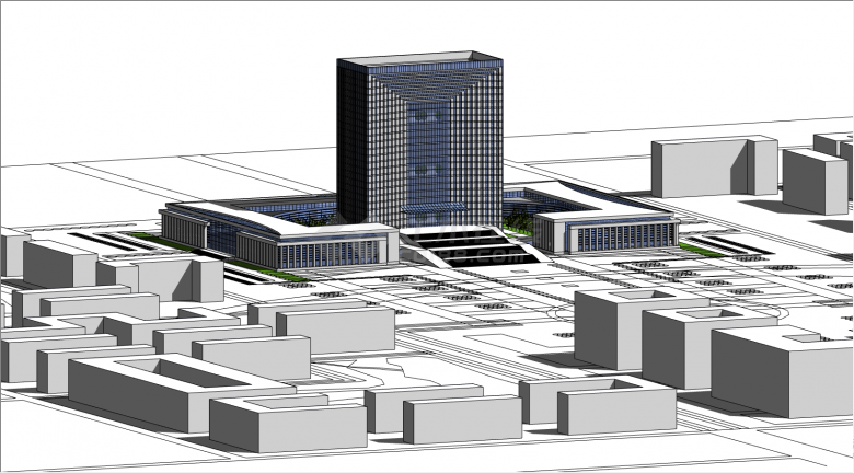 一栋外形有立体感的建筑办公楼su模型-图二