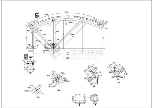 典型膜结构桁架设计cad节点详图（8张图）-图一