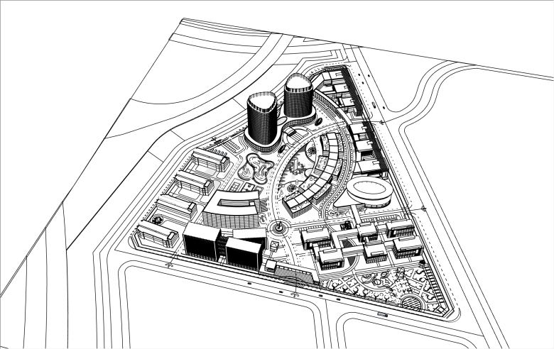 大规模现代风格新疆创新科技园设计su模型-图二